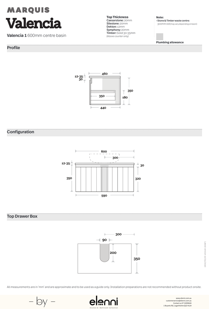 Marquis Valencia Vanity - Elenni specification drawing