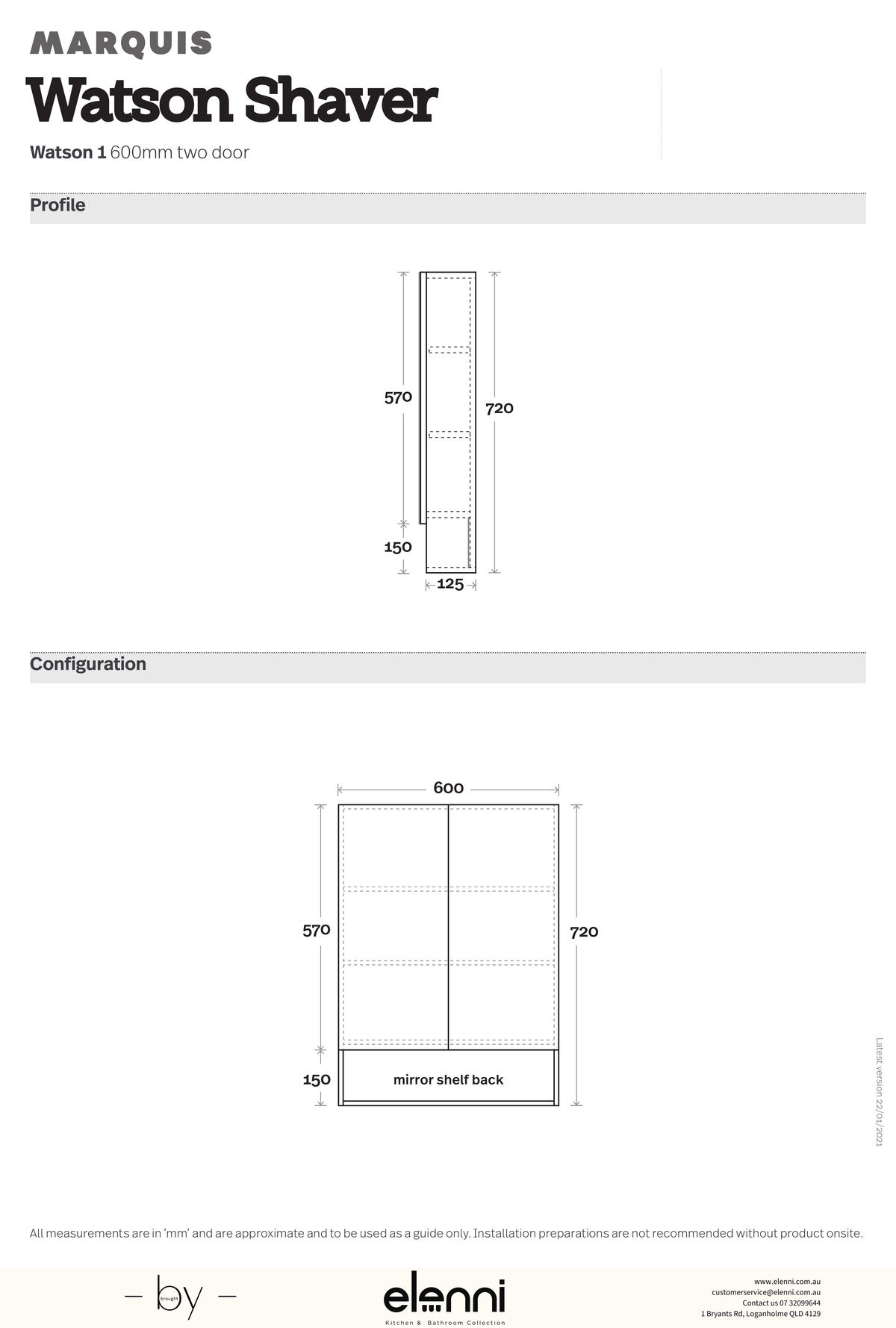 Marquis Watson Shaver - Elenni specification drawing