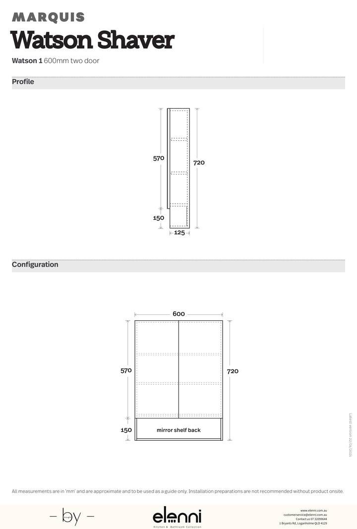 Marquis Watson Shaver - Elenni specification drawing