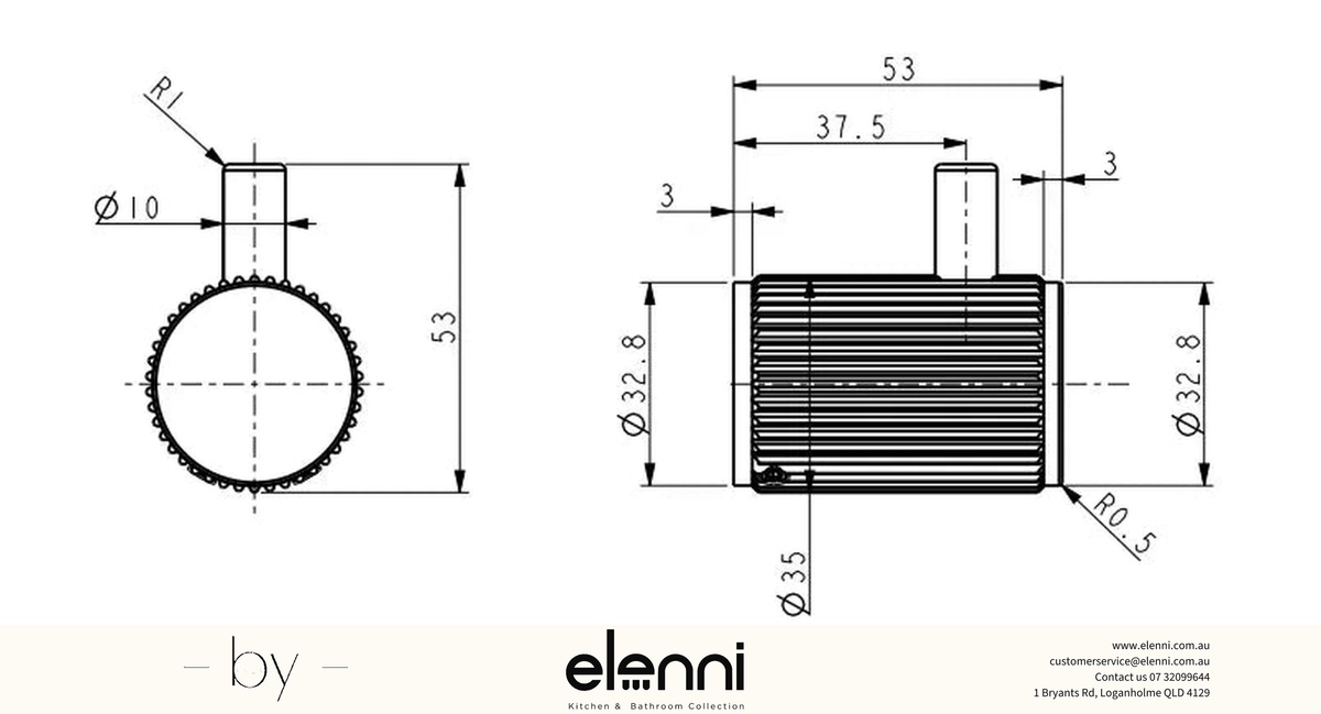 Mica Fluted Robe Hook - Elenni specification drawing
