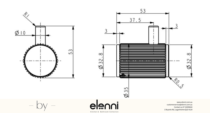 Mica Fluted Robe Hook - Elenni specification drawing