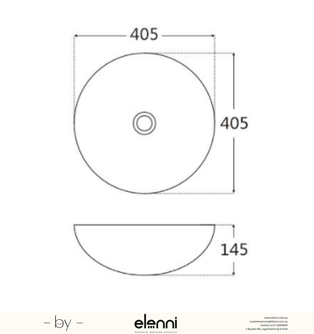 Argyle Gloss White Basin - Elenni specification drawing