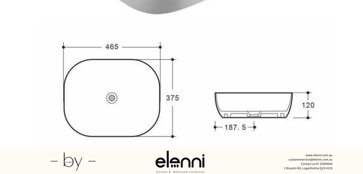 Bennett Gloss White Basin - Elenni specification drawing