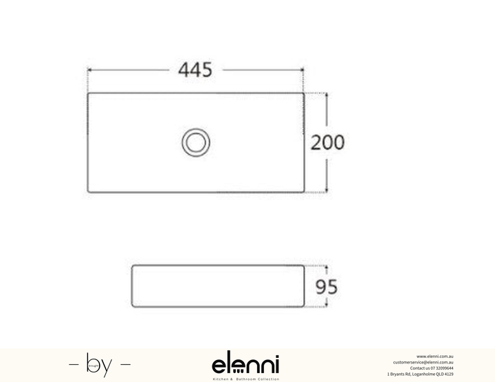Tyrrell Gloss White Basin - Elenni specification drawing