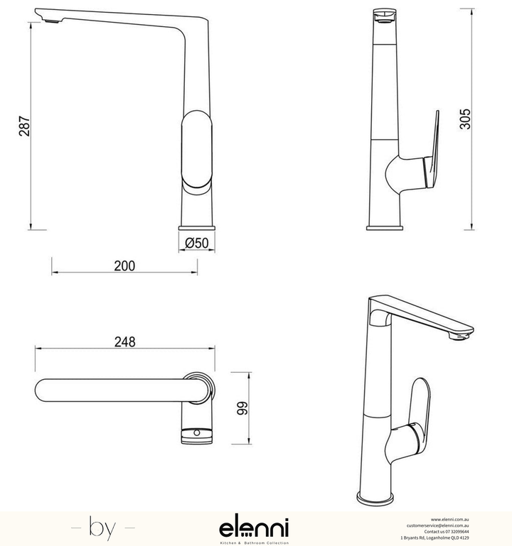 Bella Vista Lantra Sink Mixer - Elenni specification sheet