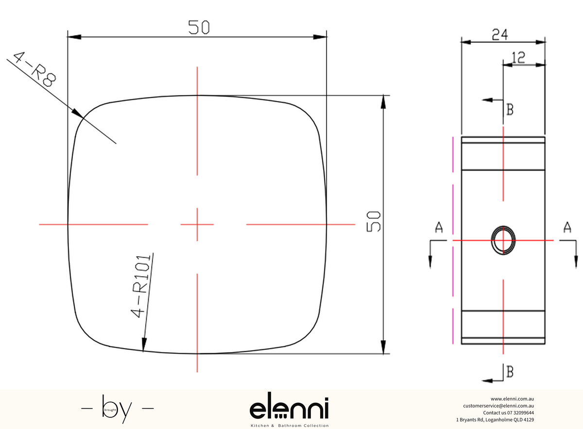 Beki Wall Top Assembly - TRIM KIT ONLY - Elenni specification drawing