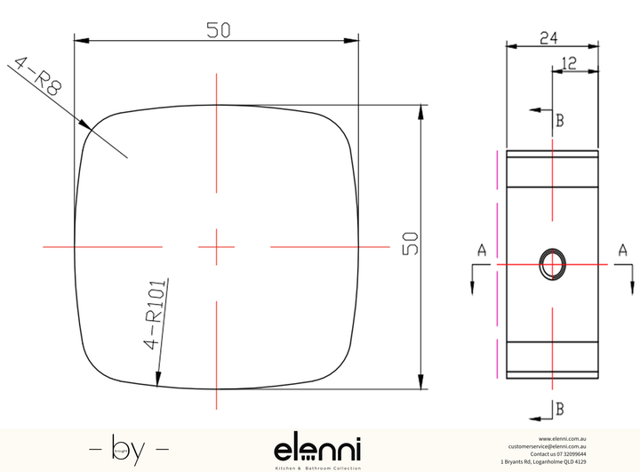 Beki Wall Top Assembly - TRIM KIT ONLY - Elenni specification drawing