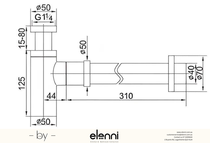 Mica Bottle Trap - Elenni specification drawing
