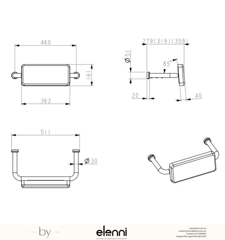 Mica Care DDA Backrest - Elenni specification drawing