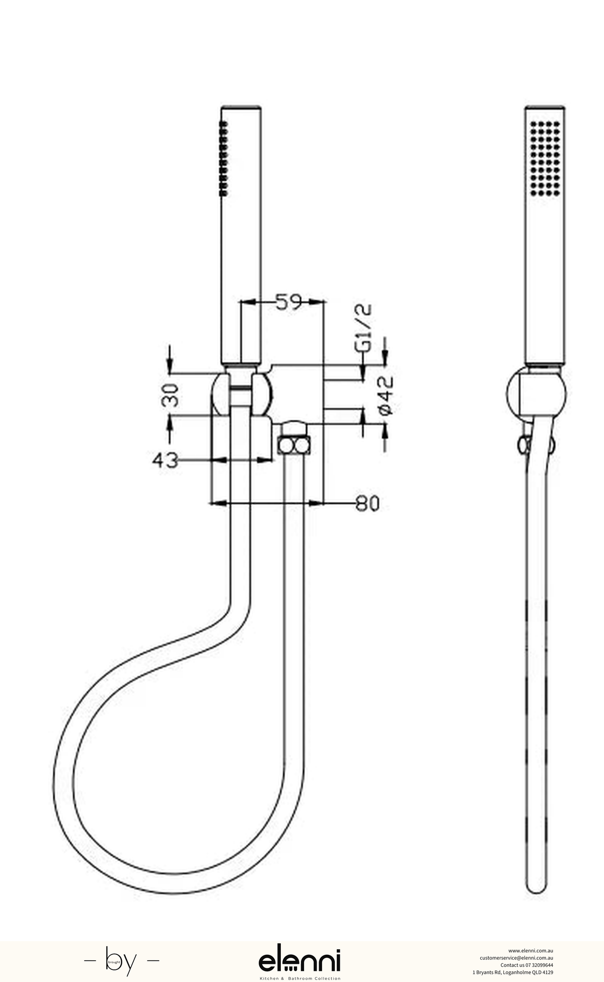 Mica Hand Shower - Elenni specification drawing