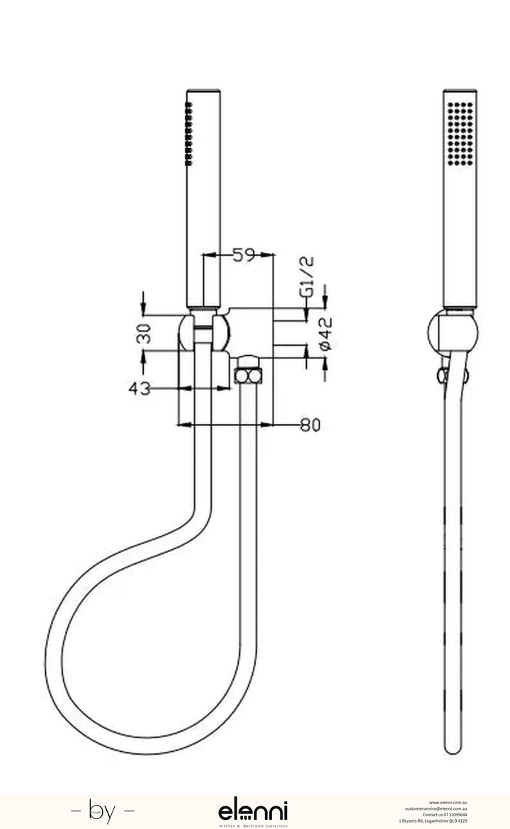 Mica Hand Shower - Elenni specification drawing