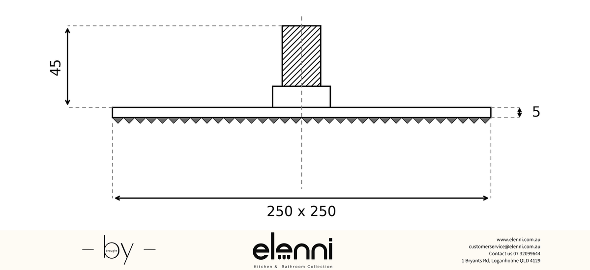 Mica Shower Head - 250mm - Elenni specification drawing