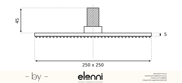 Mica Shower Head - 250mm - Elenni specification drawing