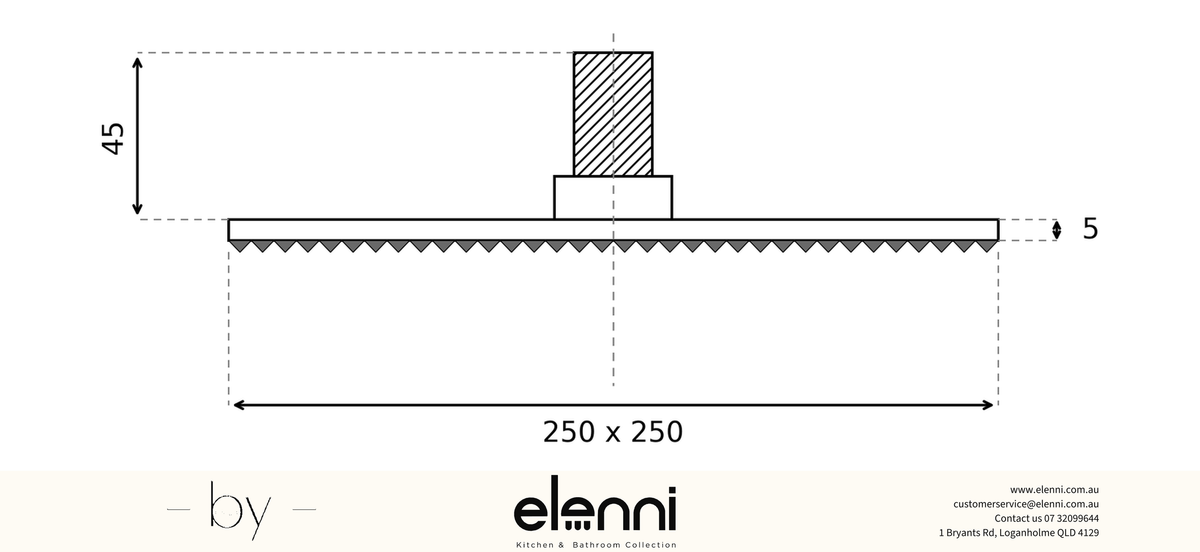 Mica Shower Head - 250mm - Elenni specification drawing
