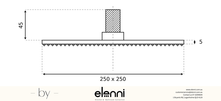 Mica Shower Head - 250mm - Elenni specification drawing