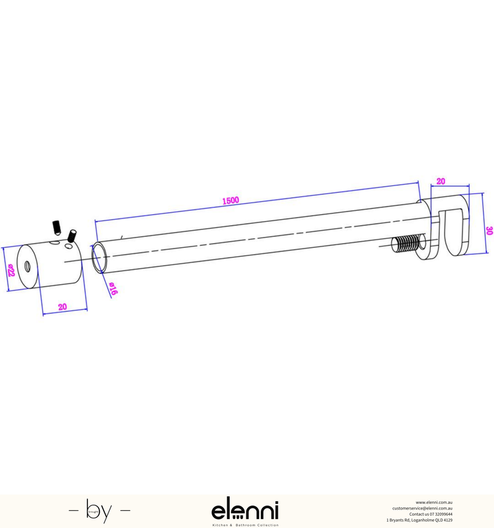 Stabiliser Bar - Round - Cut To Size - Elenni specification drawing