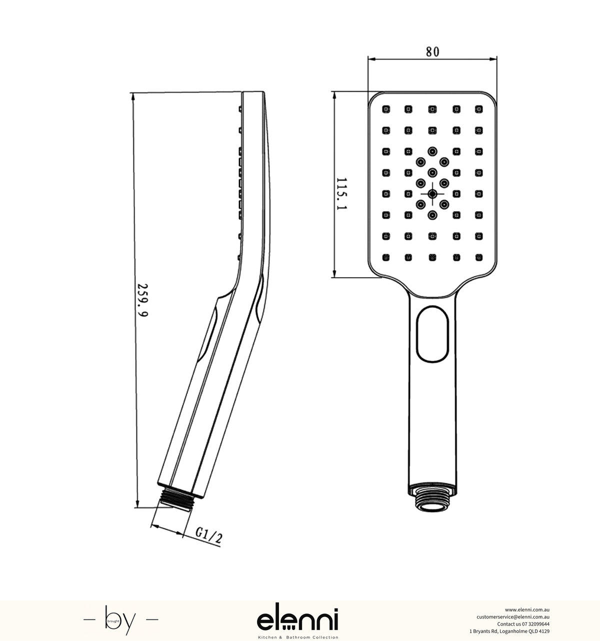Artis 88 355x355x120 Matte Black &amp; Matte White Basin - Elenni specification drawing