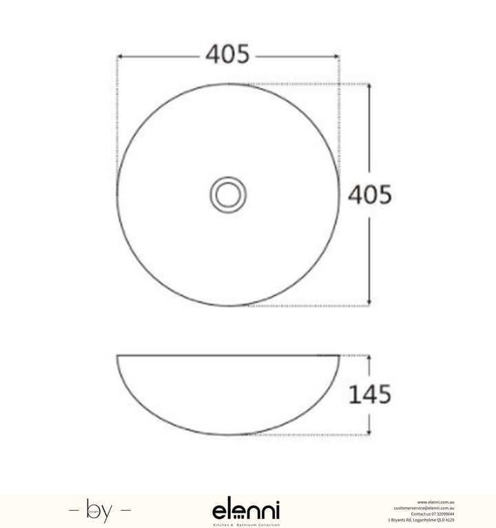 Argyle Gloss White Basin - Elenni specification drawing