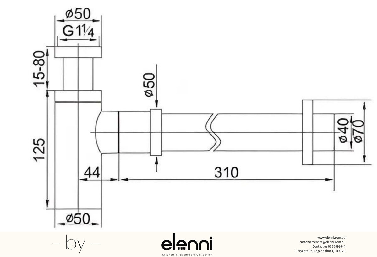 Mica Bottle Trap - Elenni specification drawing