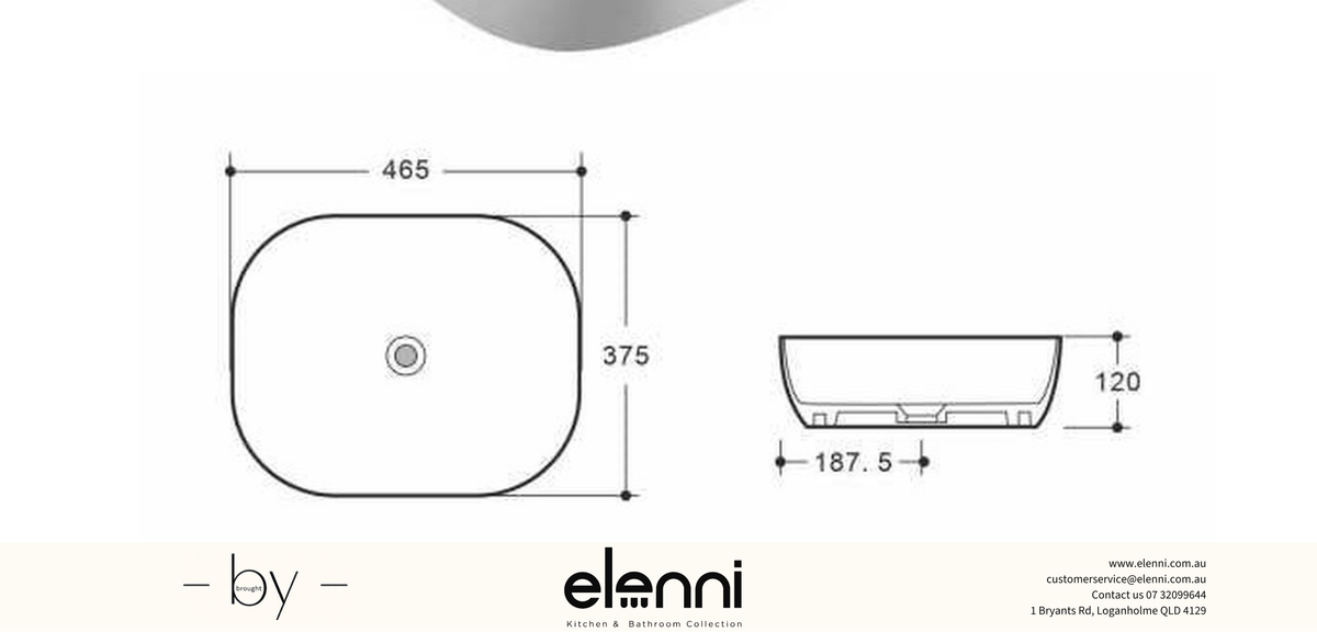 Bennett Gloss White Basin - Elenni specification drawing