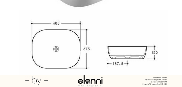 Bennett Gloss White Basin - Elenni specification drawing