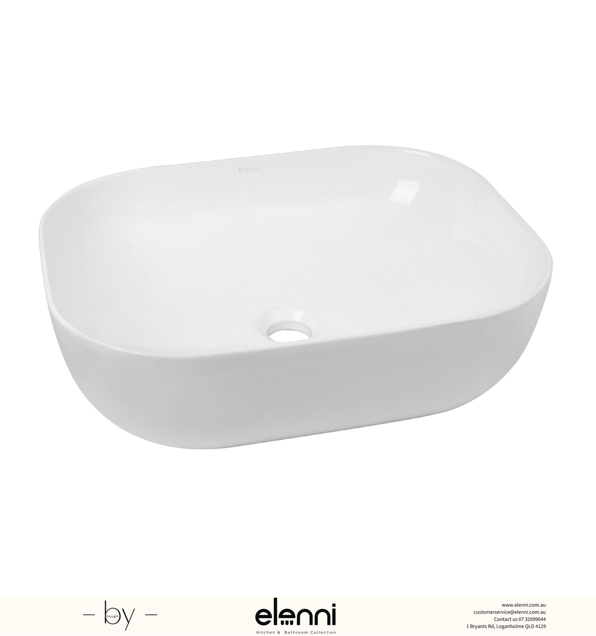 Artis Square 500x395x140 Gloss White Basin - Elenni specification drawing