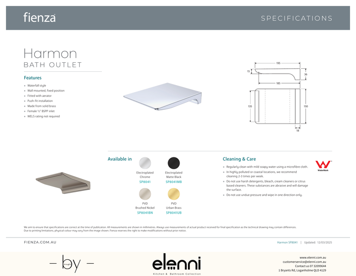 Harmon Bath Outlet - Spec sheet