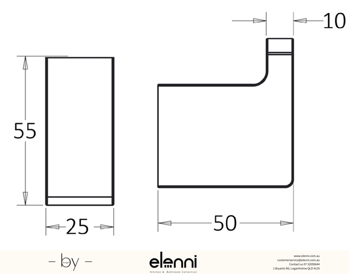 Ceram Robe Hook - Elenni specification drawing