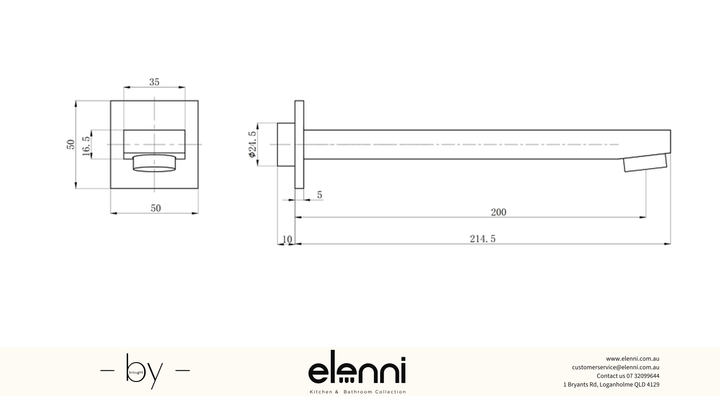 Ceram Spout - Elenni specification drawing