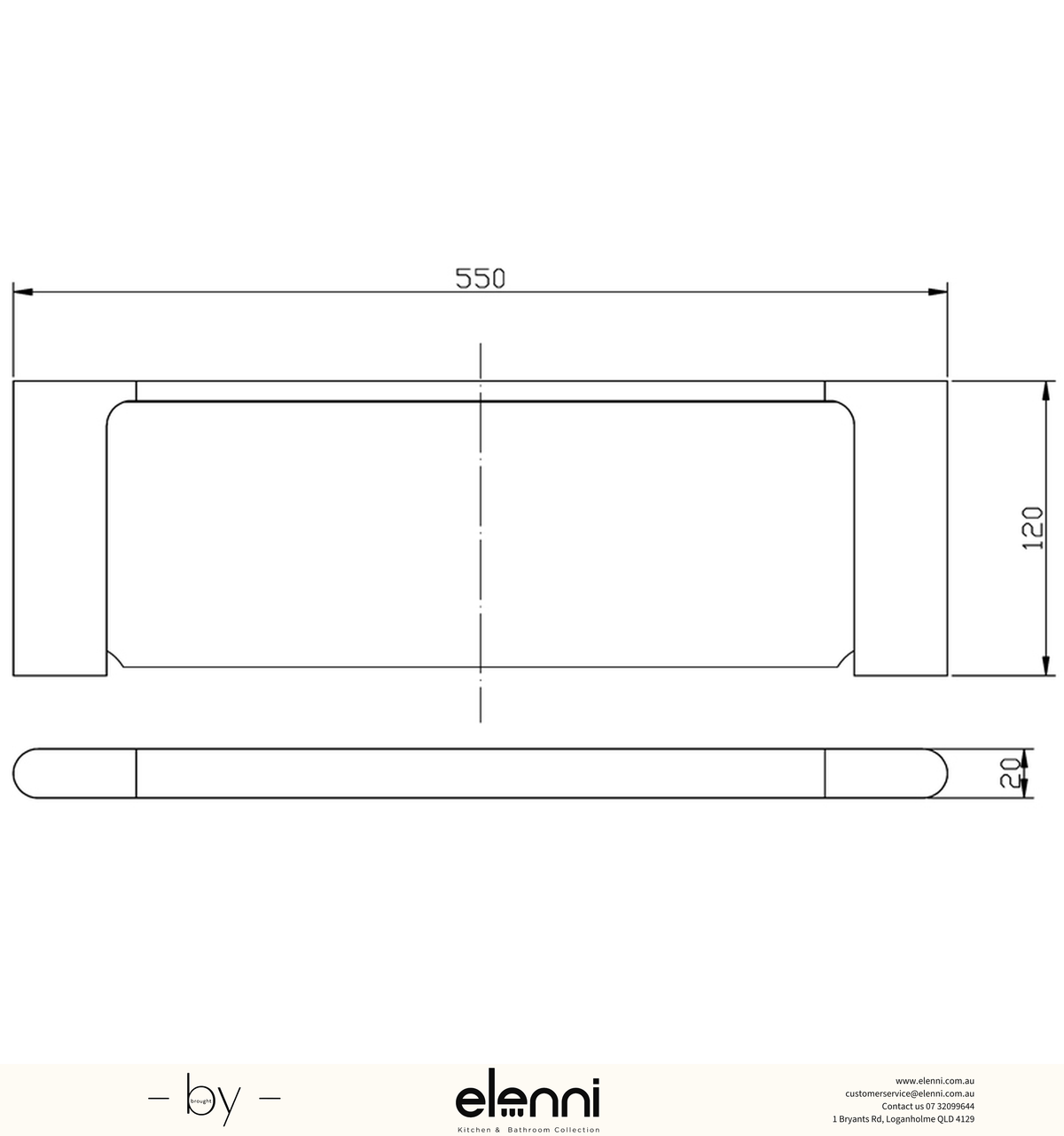 Cora Shelf Metal - Elenni specification drawing