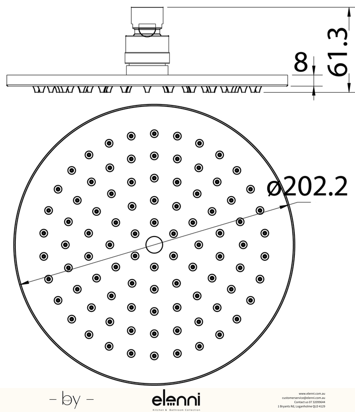 Cora Shower Head - Elenni specification drawing