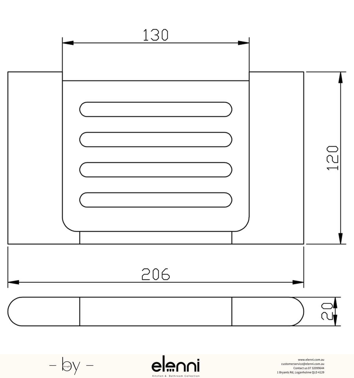 Cora Soap Dish Metal - Elenni specification drawing