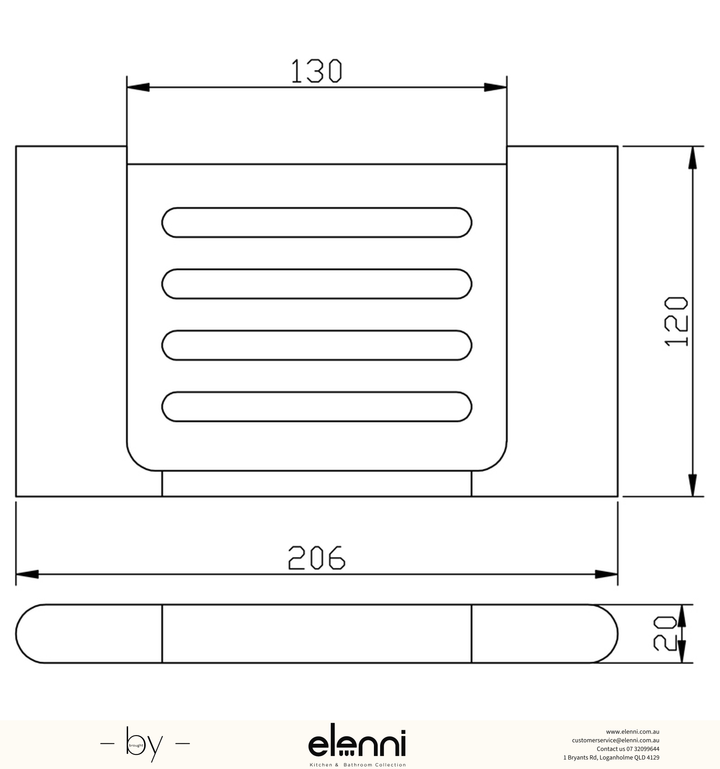 Cora Soap Dish Metal - Elenni specification drawing