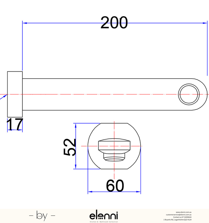 Cora Spout 200mm - Elenni specification drawing