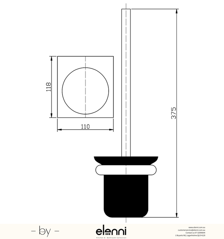 Cora Toilet Brush Holder - Elenni specification drawing