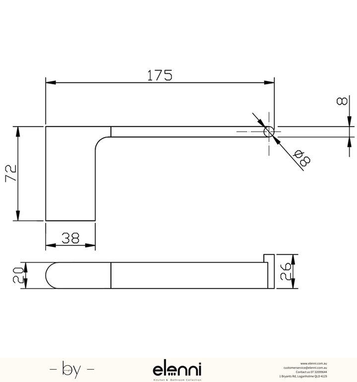 Cora Toilet Roll Holder - Elenni specification drawing