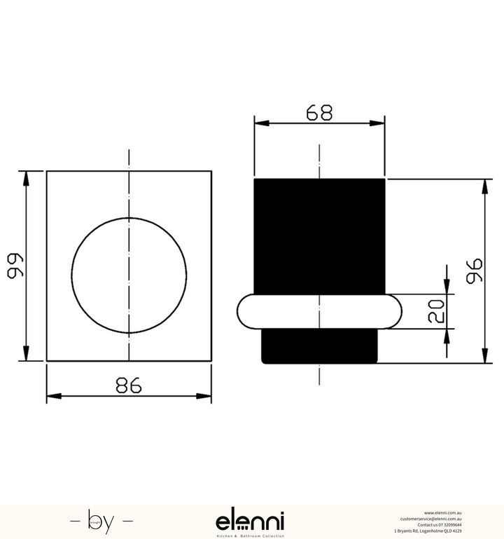 Cora Tumbler Holder Single - Elenni specification drawing