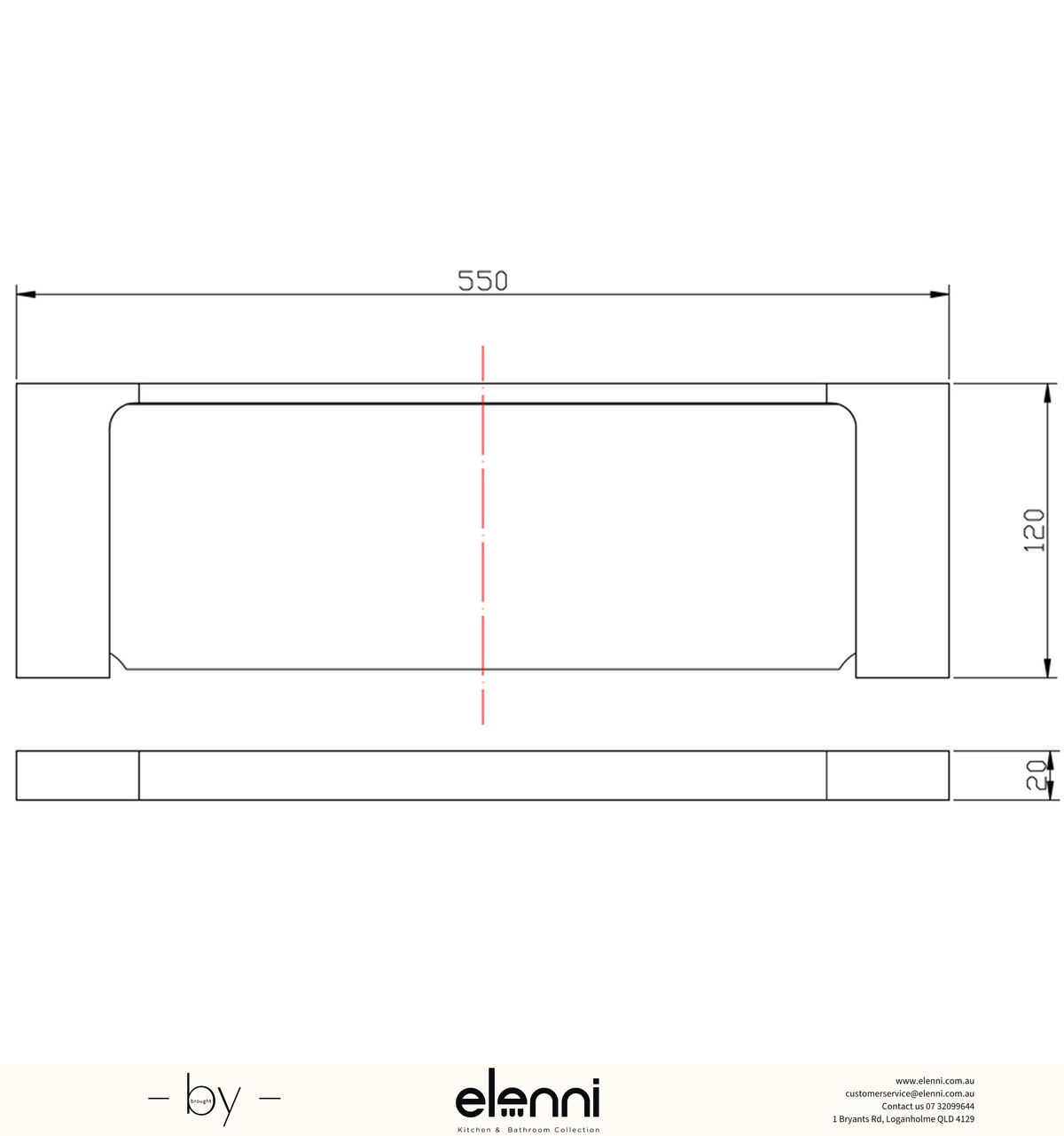 Eden Shelf Metal - Elenni specification drawing