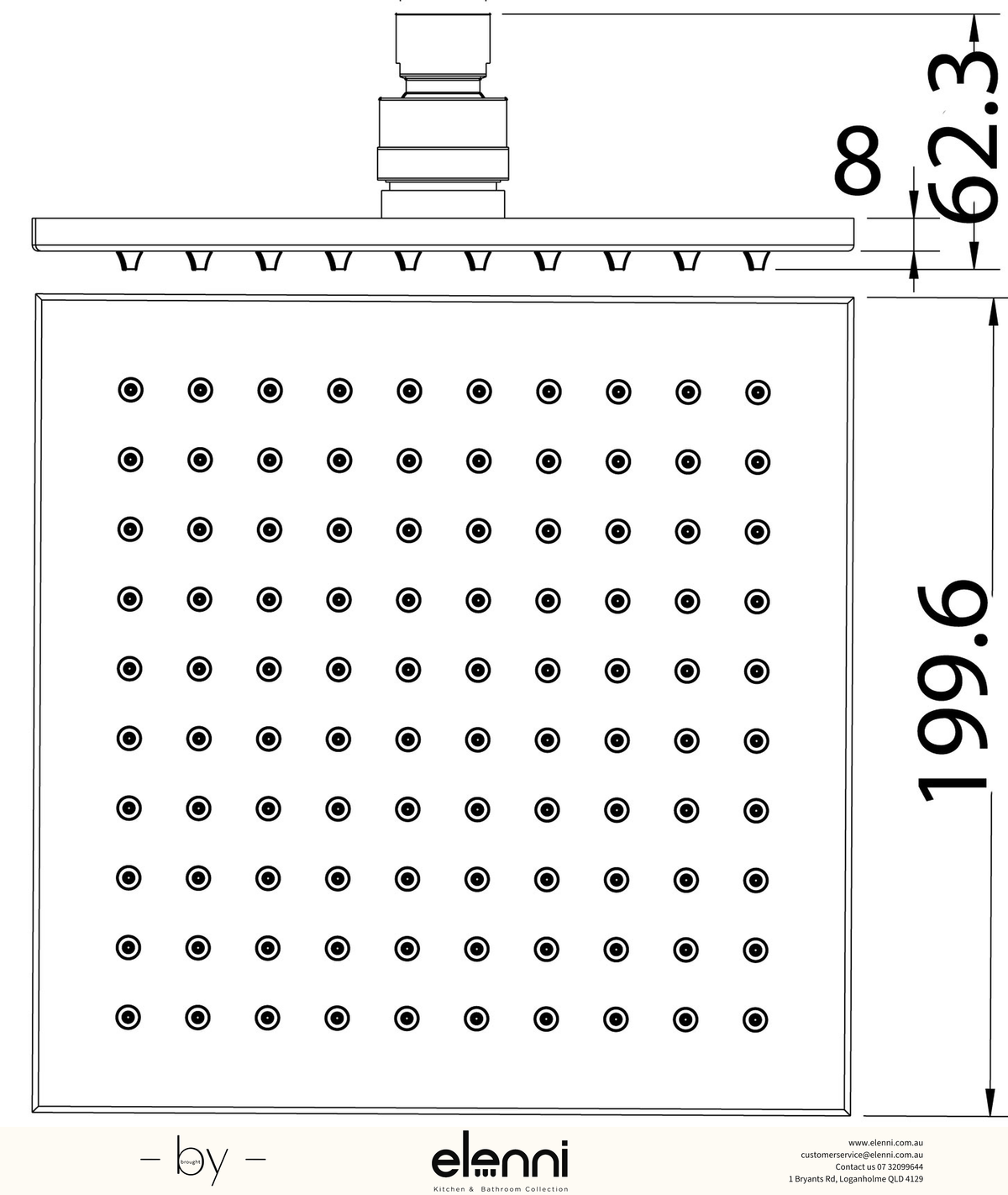 Eden Shower Head - Elenni specification drawing