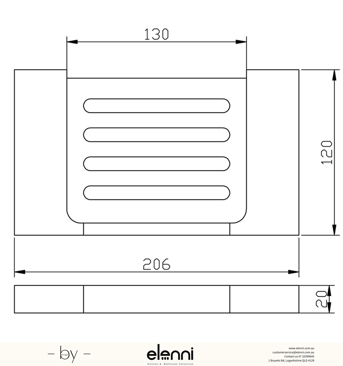 Eden Soap Dish Metal - Elenni specification drawing