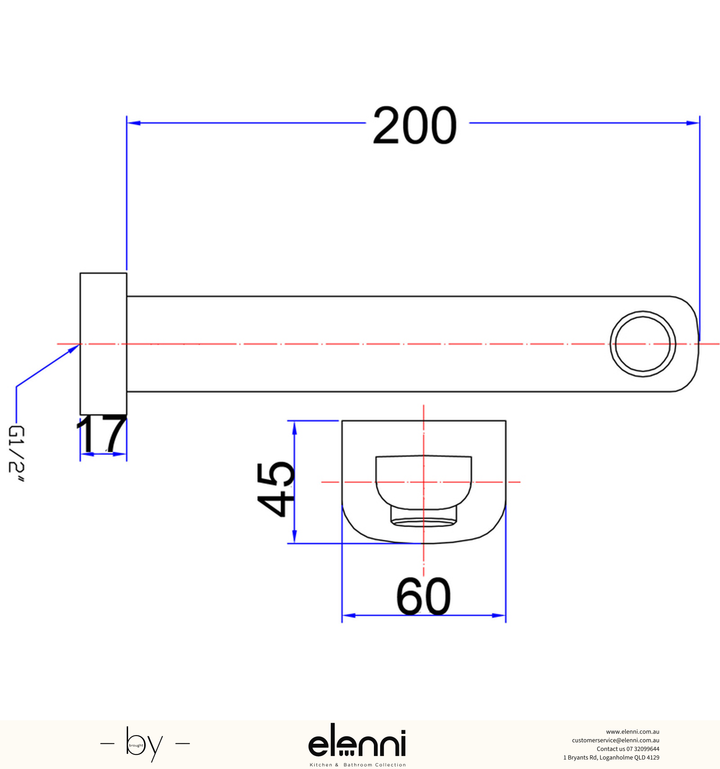 Eden Spout 200mm - Elenni specification drawing