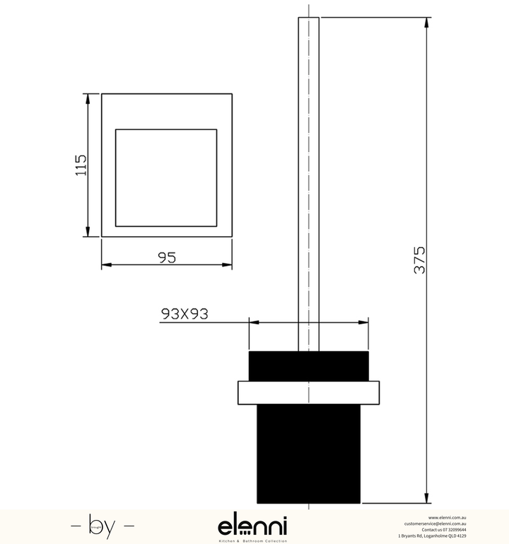 Eden Toilet Brush Holder - Elenni specification drawing