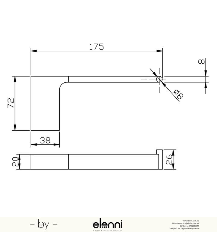 Eden Toilet Roll Holder - Elenni specification drawing
