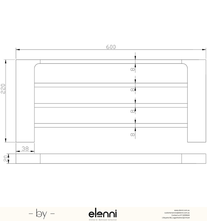 Eden Towel Rack - Elenni specification drawing