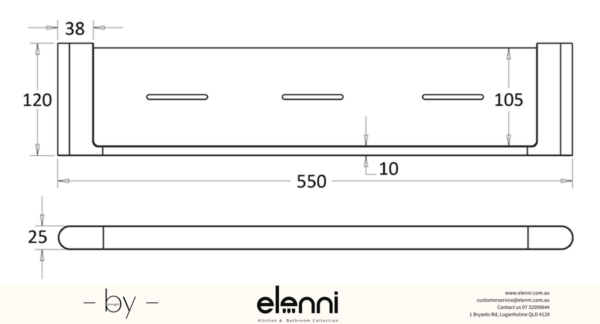 Flores Metal Shelf - Elenni specification drawing
