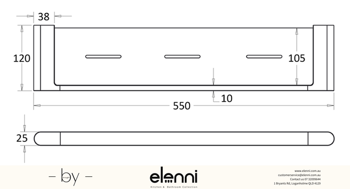 Flores Metal Shelf - Elenni specification drawing