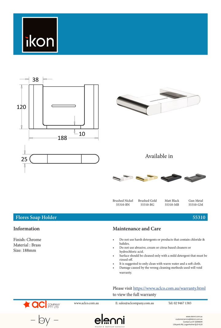 Flores Soap Dish Metal - Elenni specification drawing