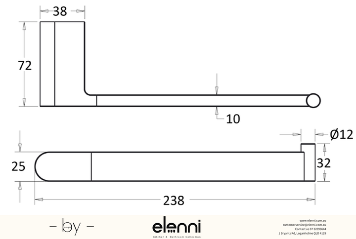 Flores Towel Bar - Elenni specification drawing