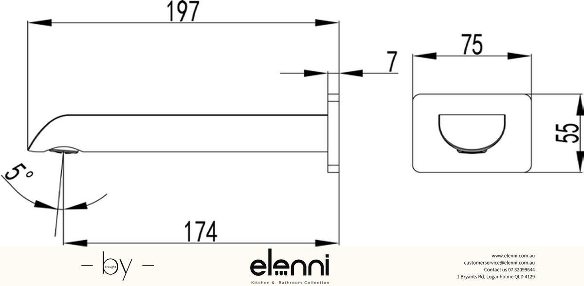 Kara Spout - Elenni specification drawing