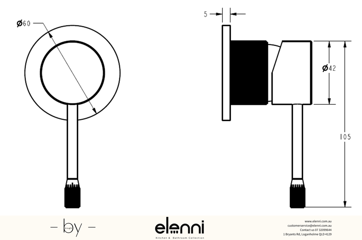Linie Wall Mixer Trim Kit - Elenni specification drawing